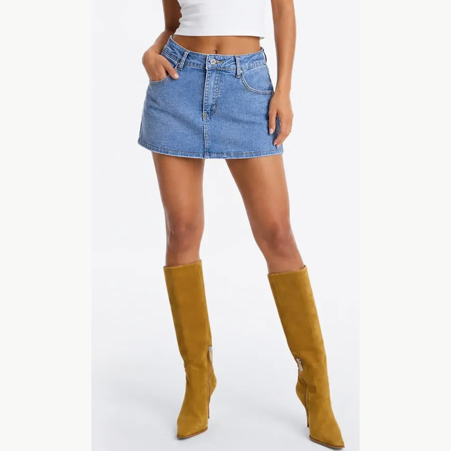 Women's Mid-Waist Stretch Denim Skort 8-Pack