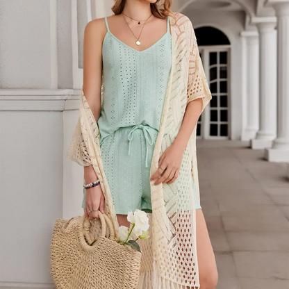 Women's knitted cardigan loose open coat