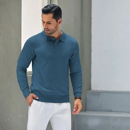 🔥Last Day Promotion🔥Men's Long Sleeve Knit Polo Shirt