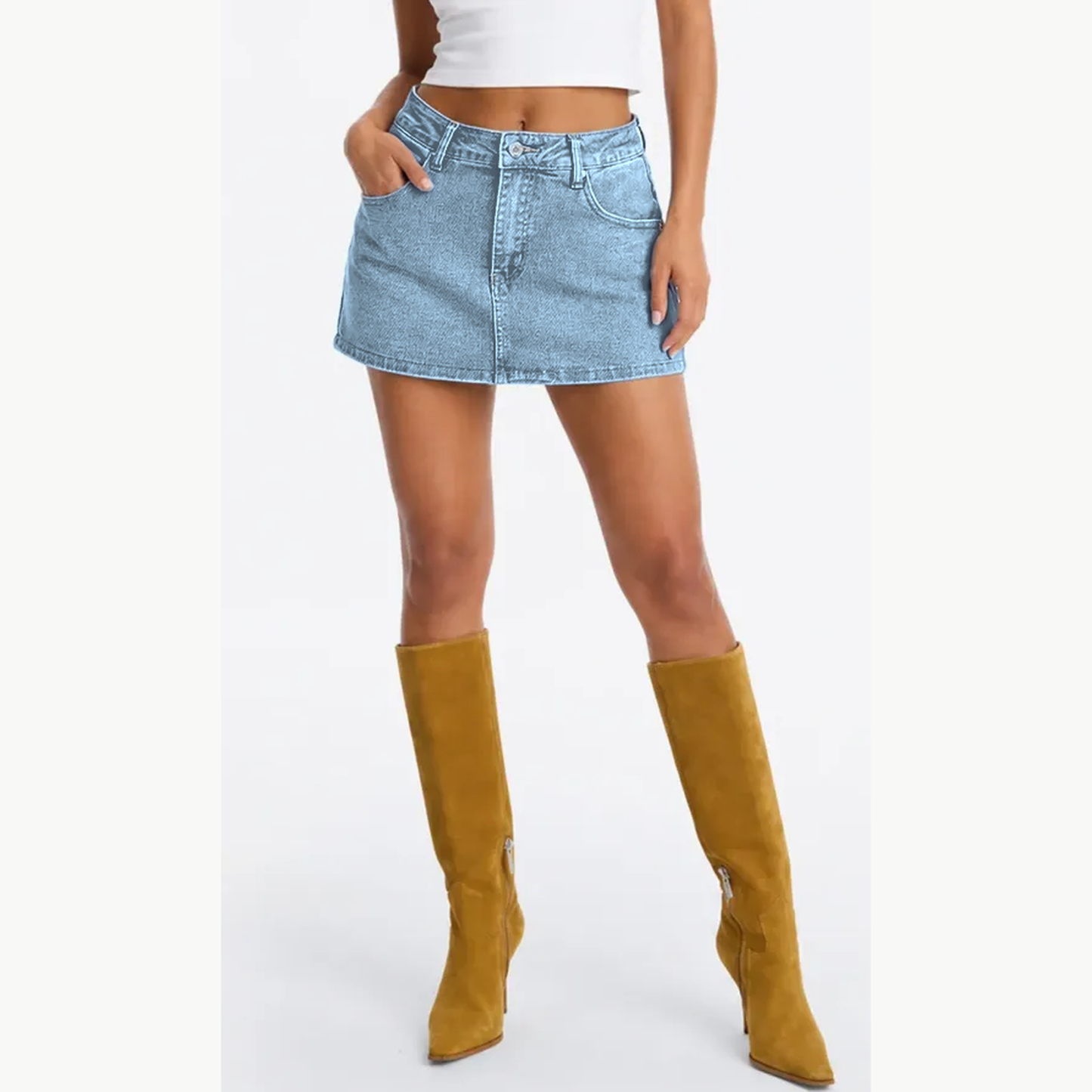 Women's Mid-Waist Stretch Denim Skort 8-Pack