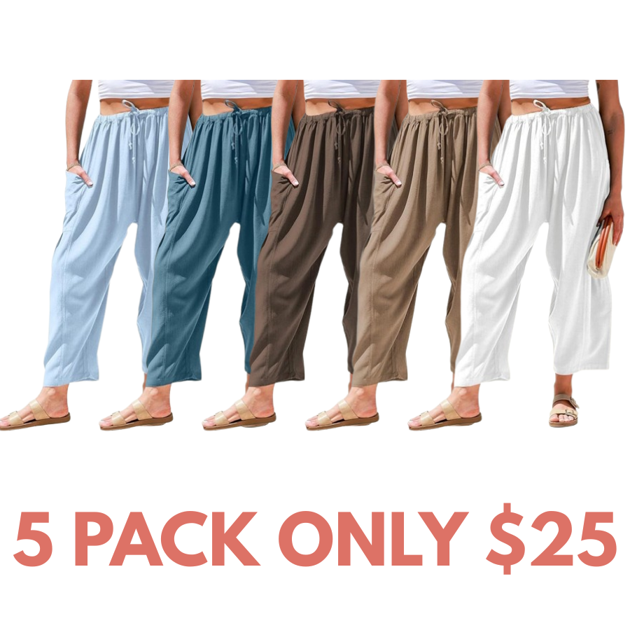 Women Comfort Lightweight Linen Wide Leg Cargo Pants