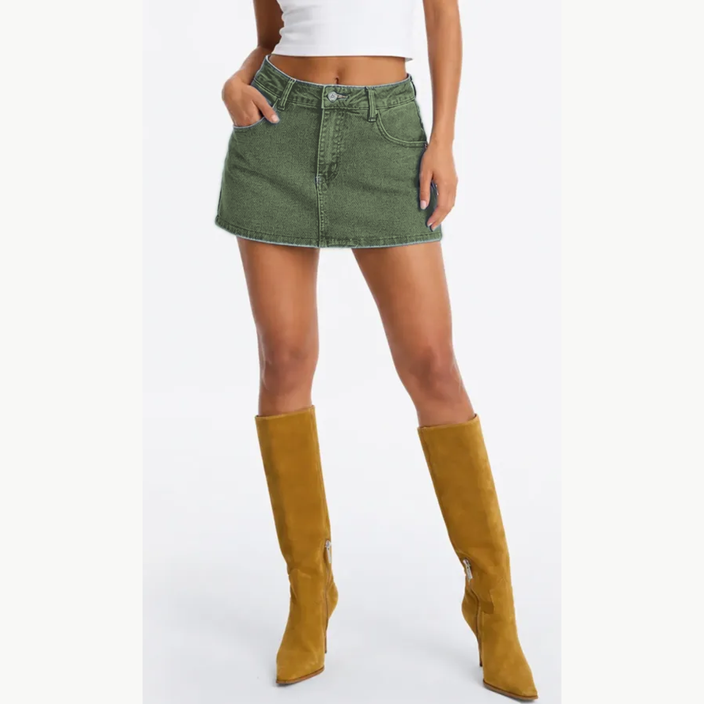 Women's Mid-Waist Stretch Denim Skort 8-Pack