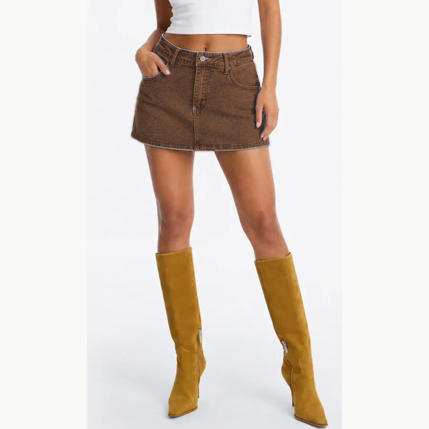Women's Mid-Waist Stretch Denim Skort 8-Pack