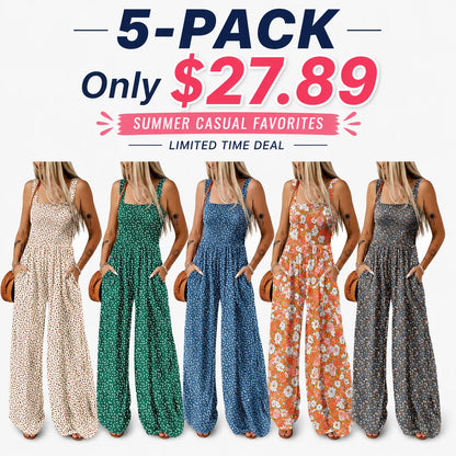 Women’s Casual Print Sleeveless Overalls Jumpsuits