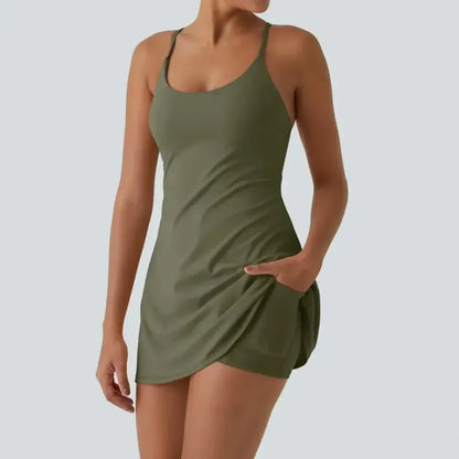 Women's Backless Sleeveless Dress with Pockets 8-Pack