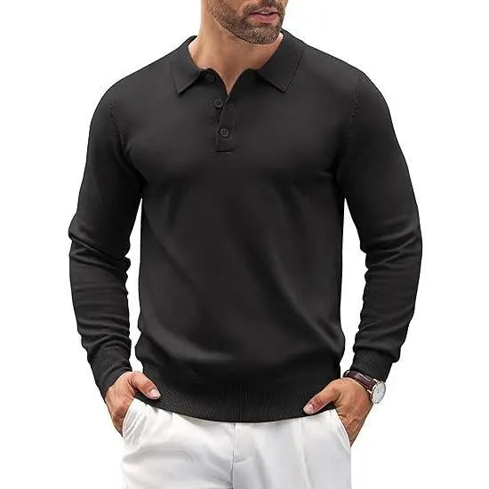 🔥Last Day Promotion🔥Men's Long Sleeve Knit Polo Shirt