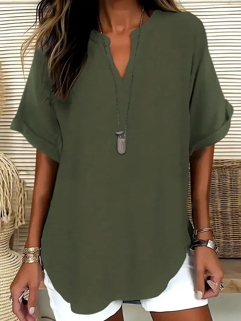 Women's Plain Short Sleeve Blouse