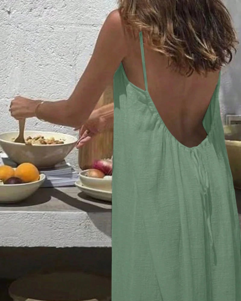 🎁LAST DAY SALE 89% OFF 🔥Women's Solid Color Backless Cami NightDress