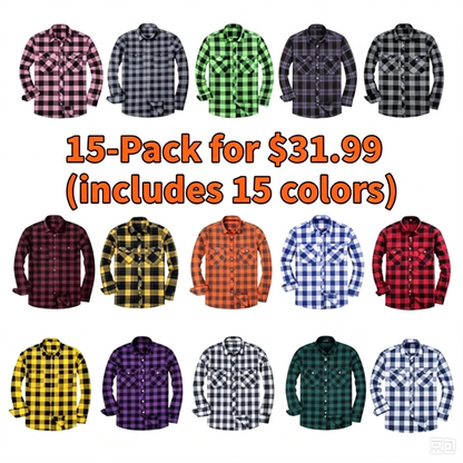 💫Clearance Sale🔥Men's Flannel Shirt Long Sleeve Button Down 100% Cotton