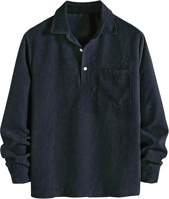 🔥 Best Price Today Only🔥Men's Plain Pocket Half Button Corduroy Shirt – Grab Yours Now! ⏰
