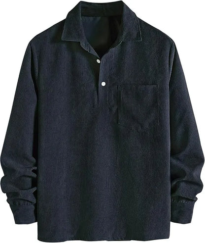 🔥 Best Price Today Only🔥Men's Plain Pocket Half Button Corduroy Shirt – Grab Yours Now! ⏰