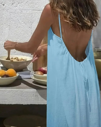🎁LAST DAY SALE 89% OFF 🔥Women's Solid Color Backless Cami NightDress