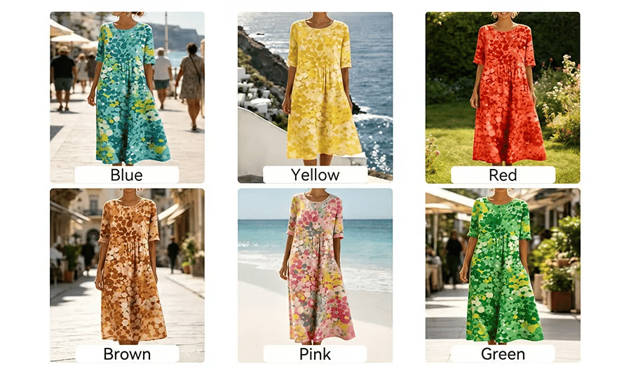 Last Day 89% OFF 🔥 🌼 COLOUR BLOOM: Bright, Soft, Effortless Watercolor Milk Silk Dress