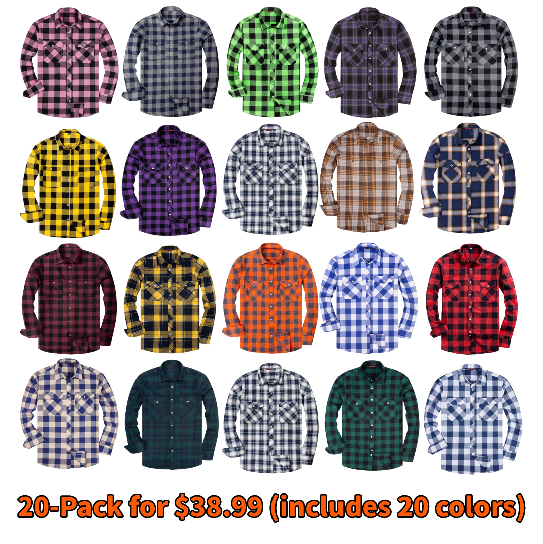 💫Clearance Sale🔥Men's Flannel Shirt Long Sleeve Button Down 100% Cotton