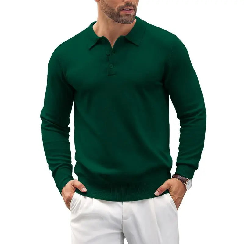 🔥Last Day Promotion🔥Men's Long Sleeve Knit Polo Shirt