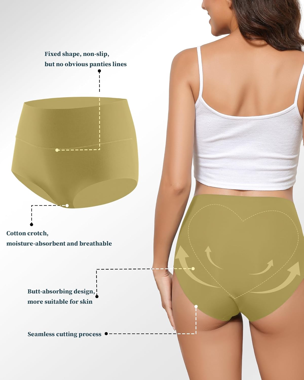 Women's High Waist Seamless Underwear Full Coverage Brief No Show Panties Sexy Comfortable Pantie Multi Pack L-8XL
