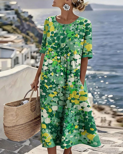 Last Day 89% OFF 🔥 🌼 COLOUR BLOOM: Bright, Soft, Effortless Watercolor Milk Silk Dress