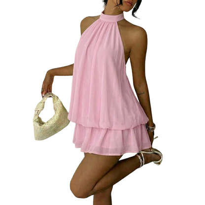 Women's Summer Halter Tie Back Mini Dress