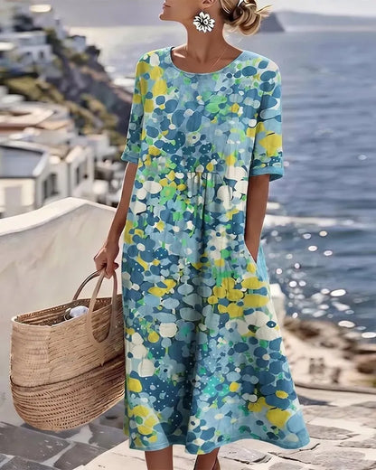 Last Day 89% OFF 🔥 🌼 COLOUR BLOOM: Bright, Soft, Effortless Watercolor Milk Silk Dress