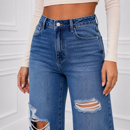 Women's High Rise Ripped Wide Leg Jeans 4-Pack & 8-Pack
