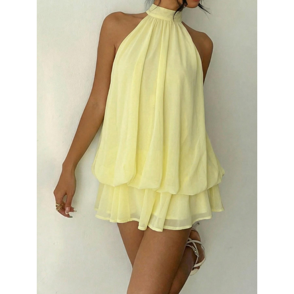Women's Summer Halter Tie Back Mini Dress