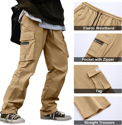 🔥6-PACKS $24.89 Men's Plus Size Casual Solid Color Drawstring Overalls