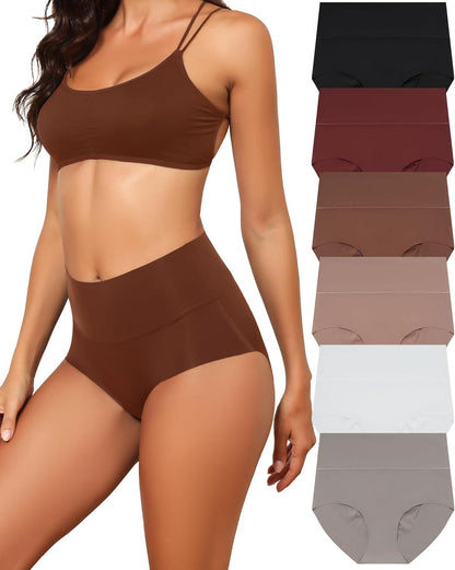 Women's High Waist Seamless Underwear Full Coverage Brief No Show Panties Sexy Comfortable Pantie Multi Pack L-8XL