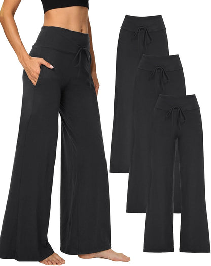 ⏰7 Pack Only $27.89⏰Plus Size High Waisted Loose Wide Leg Stretchy & Soft Fabric Casual Outing and Travel