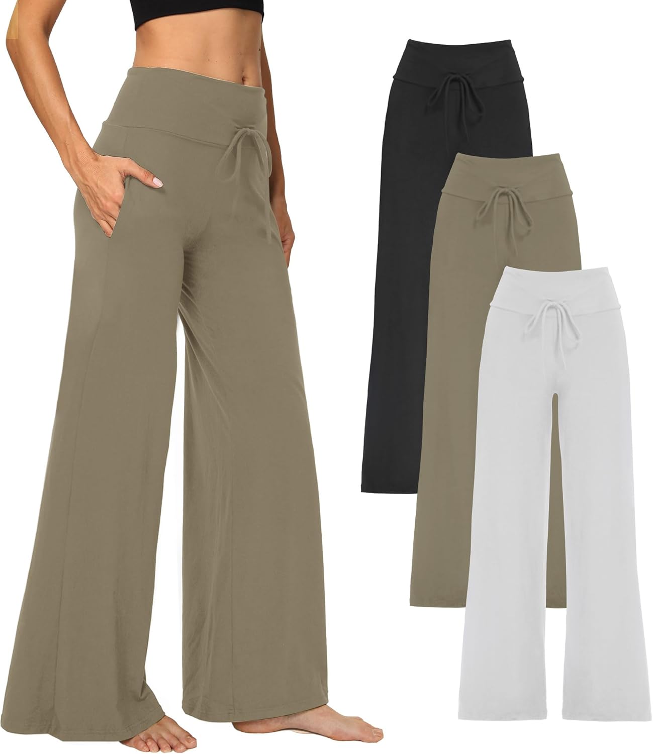 ⏰7 Pack Only $27.89⏰Plus Size High Waisted Loose Wide Leg Stretchy & Soft Fabric Casual Outing and Travel