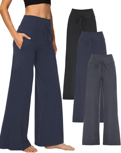 ⏰7 Pack Only $27.89⏰Plus Size High Waisted Loose Wide Leg Stretchy & Soft Fabric Casual Outing and Travel