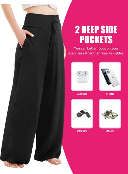 ⏰7 Pack Only $27.89⏰Plus Size High Waisted Loose Wide Leg Stretchy & Soft Fabric Casual Outing and Travel