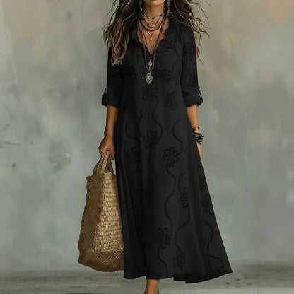 Last Day 89% OFF 🔥 Boho Floral Embroidered Maxi Dress | V-Neck Ruffle Trim Vacation & Beach Outfit
