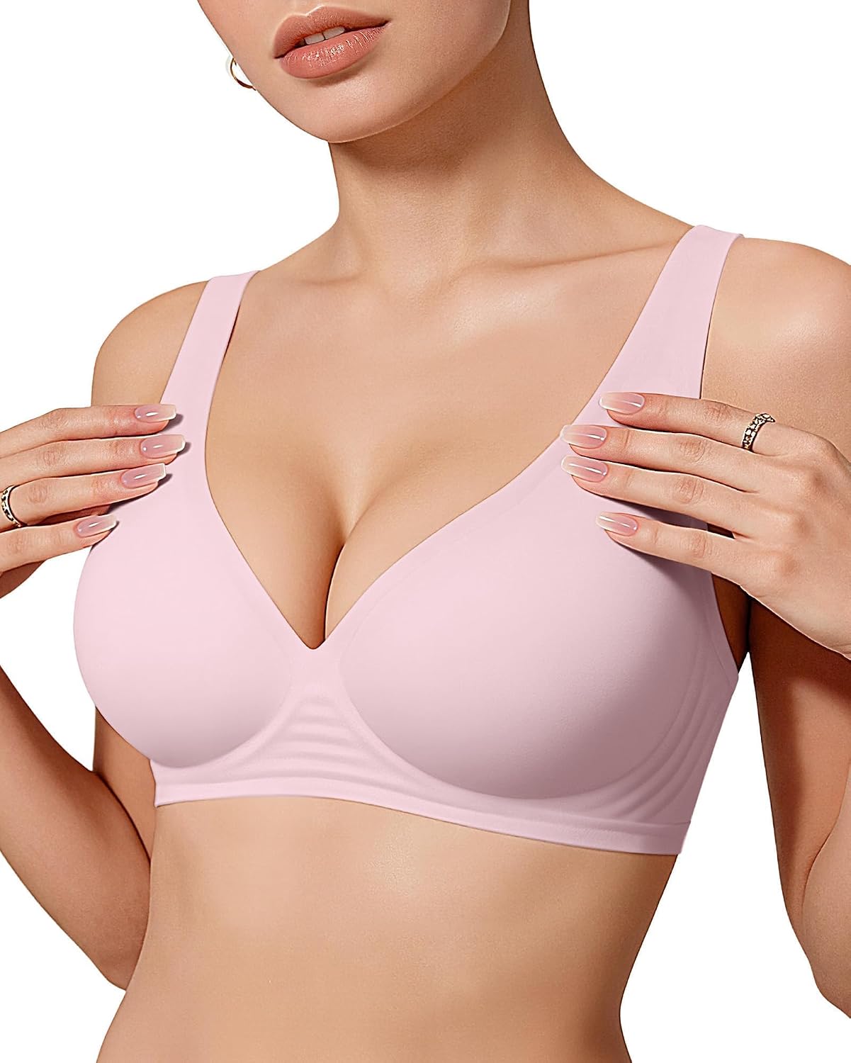 OEAK Womens Jelly Bras Wireless Deep V Bralette Comfy Push Up Tshirt Bras | Comfortable,support and lift,no underwire,bralettes,plunge,full coverage,invisible,balconette,minimizer,no show,soft