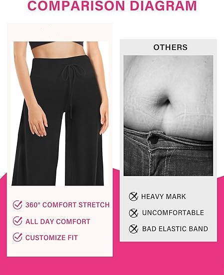 ⏰7 Pack Only $27.89⏰Plus Size High Waisted Loose Wide Leg Stretchy & Soft Fabric Casual Outing and Travel