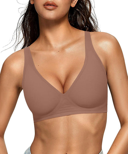 OEAK Womens Jelly Bras Wireless Deep V Bralette Comfy Push Up Tshirt Bras | Comfortable,support and lift,no underwire,bralettes,plunge,full coverage,invisible,balconette,minimizer,no show,soft