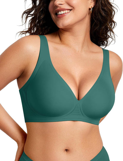 OEAK Womens Jelly Bras Wireless Deep V Bralette Comfy Push Up Tshirt Bras | Comfortable,support and lift,no underwire,bralettes,plunge,full coverage,invisible,balconette,minimizer,no show,soft