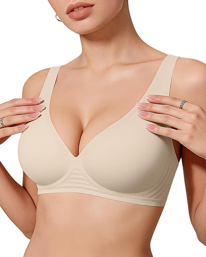 OEAK Womens Jelly Bras Wireless Deep V Bralette Comfy Push Up Tshirt Bras | Comfortable,support and lift,no underwire,bralettes,plunge,full coverage,invisible,balconette,minimizer,no show,soft