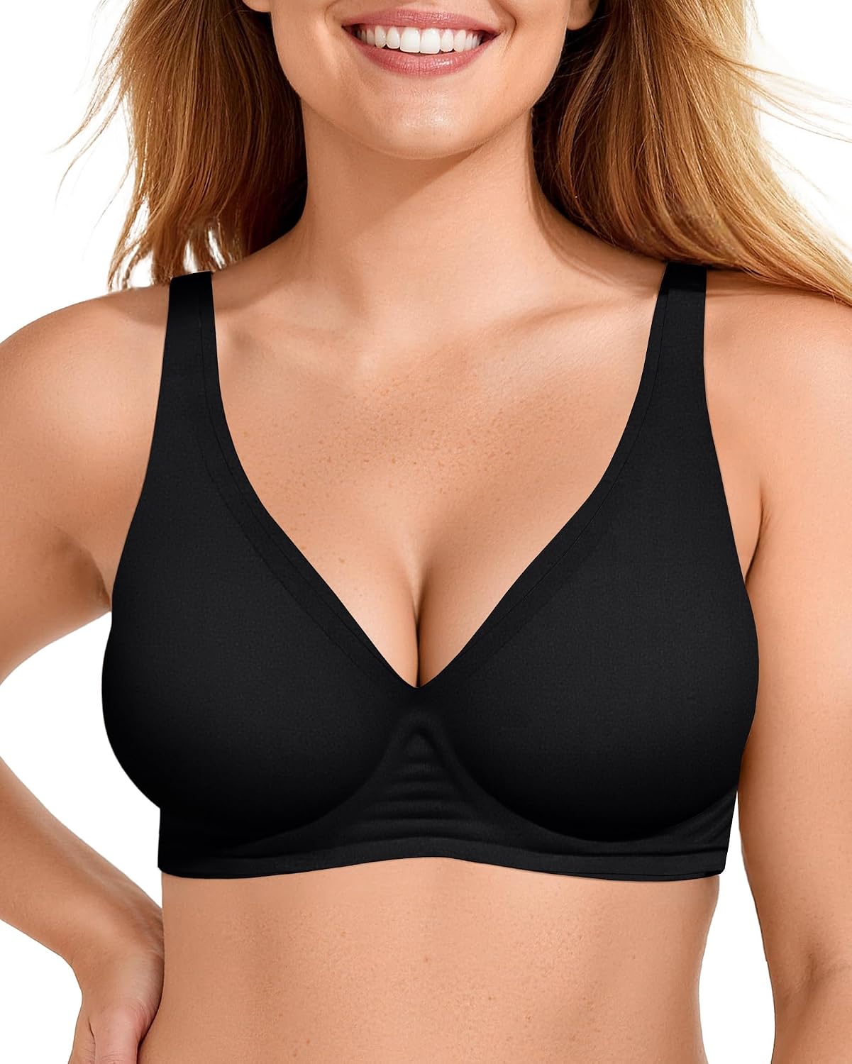 OEAK Womens Jelly Bras Wireless Deep V Bralette Comfy Push Up Tshirt Bras | Comfortable,support and lift,no underwire,bralettes,plunge,full coverage,invisible,balconette,minimizer,no show,soft