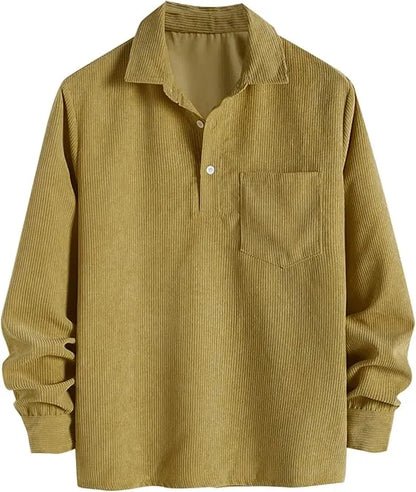 🔥 Best Price Today Only🔥Men's Plain Pocket Half Button Corduroy Shirt – Grab Yours Now! ⏰