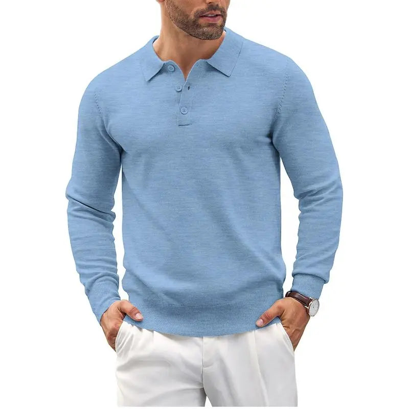 🔥Last Day Promotion🔥Men's Long Sleeve Knit Polo Shirt