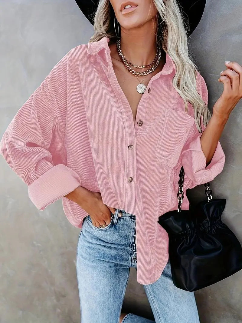 Women‘s Button Down Corduroy Shirt Jacket