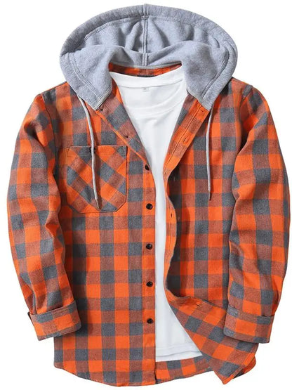 [Plus Size]Tall and Fat Plaid Patchwork Hooded Jacket Comfort. Warmth. Confidence — Designed for Every Body.