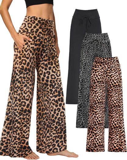⏰7 Pack Only $27.89⏰Plus Size High Waisted Loose Wide Leg Stretchy & Soft Fabric Casual Outing and Travel