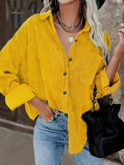 Women‘s Button Down Corduroy Shirt Jacket