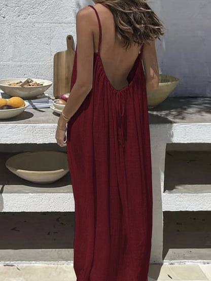 🎁LAST DAY SALE 89% OFF 🔥Women's Solid Color Backless Cami NightDress