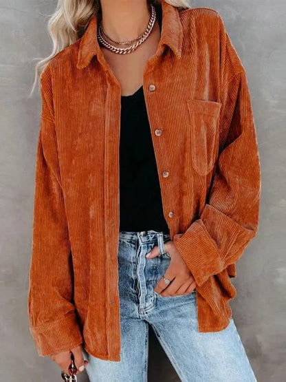 Women‘s Button Down Corduroy Shirt Jacket