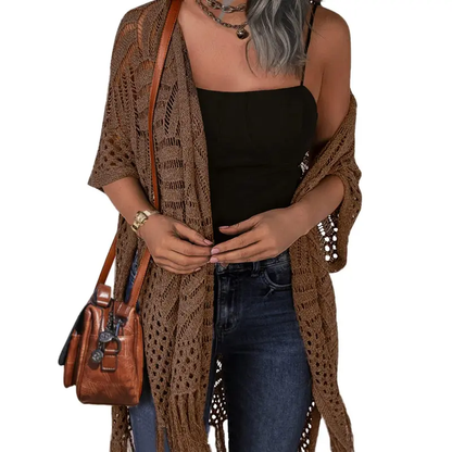 Women's knitted cardigan loose open coat