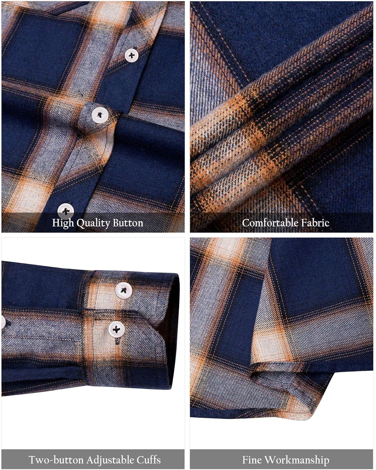 💫Clearance Sale🔥Men's Flannel Shirt Long Sleeve Button Down 100% Cotton