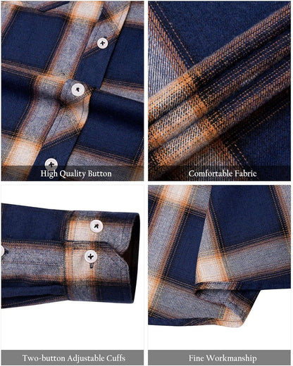💫Clearance Sale🔥Men's Flannel Shirt Long Sleeve Button Down 100% Cotton