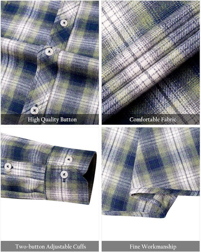 💫Clearance Sale🔥Men's Flannel Shirt Long Sleeve Button Down 100% Cotton